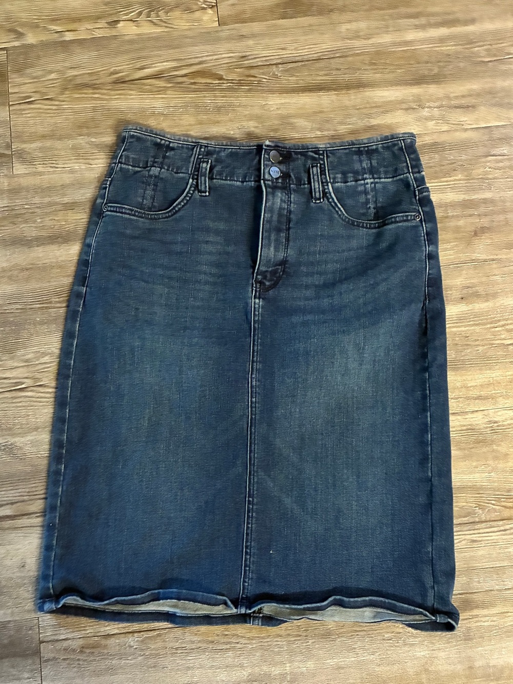 Dark Wash Denim Skirt. NYDJ High Rise Skirt